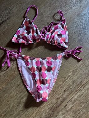 Hollister Pink Polka Dot Triangle Bikini